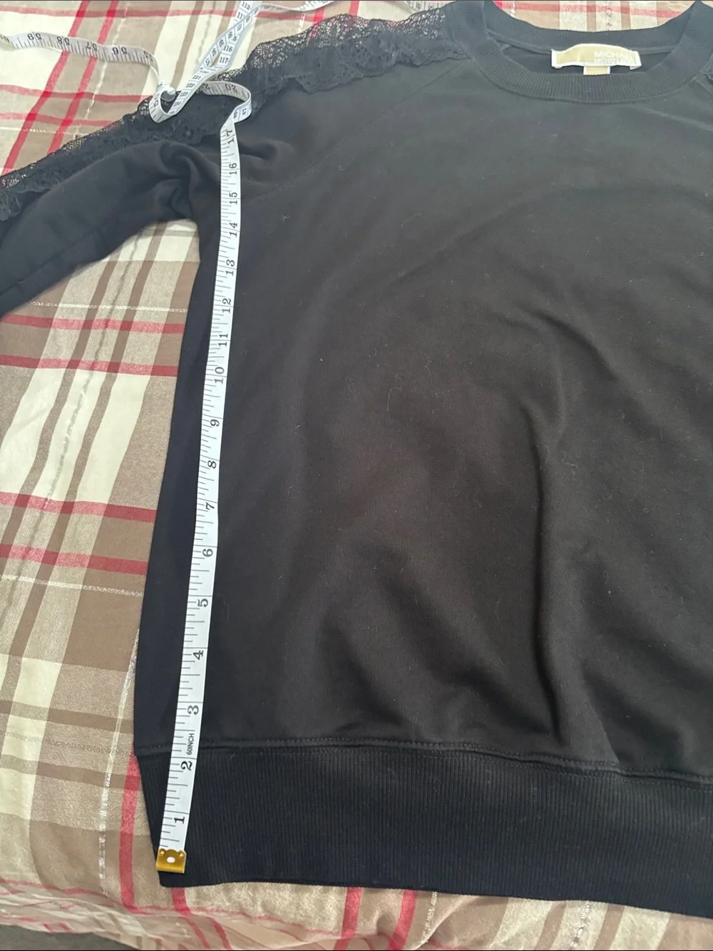 Michael Kors Black Lace-Trim Raglan Pullover
